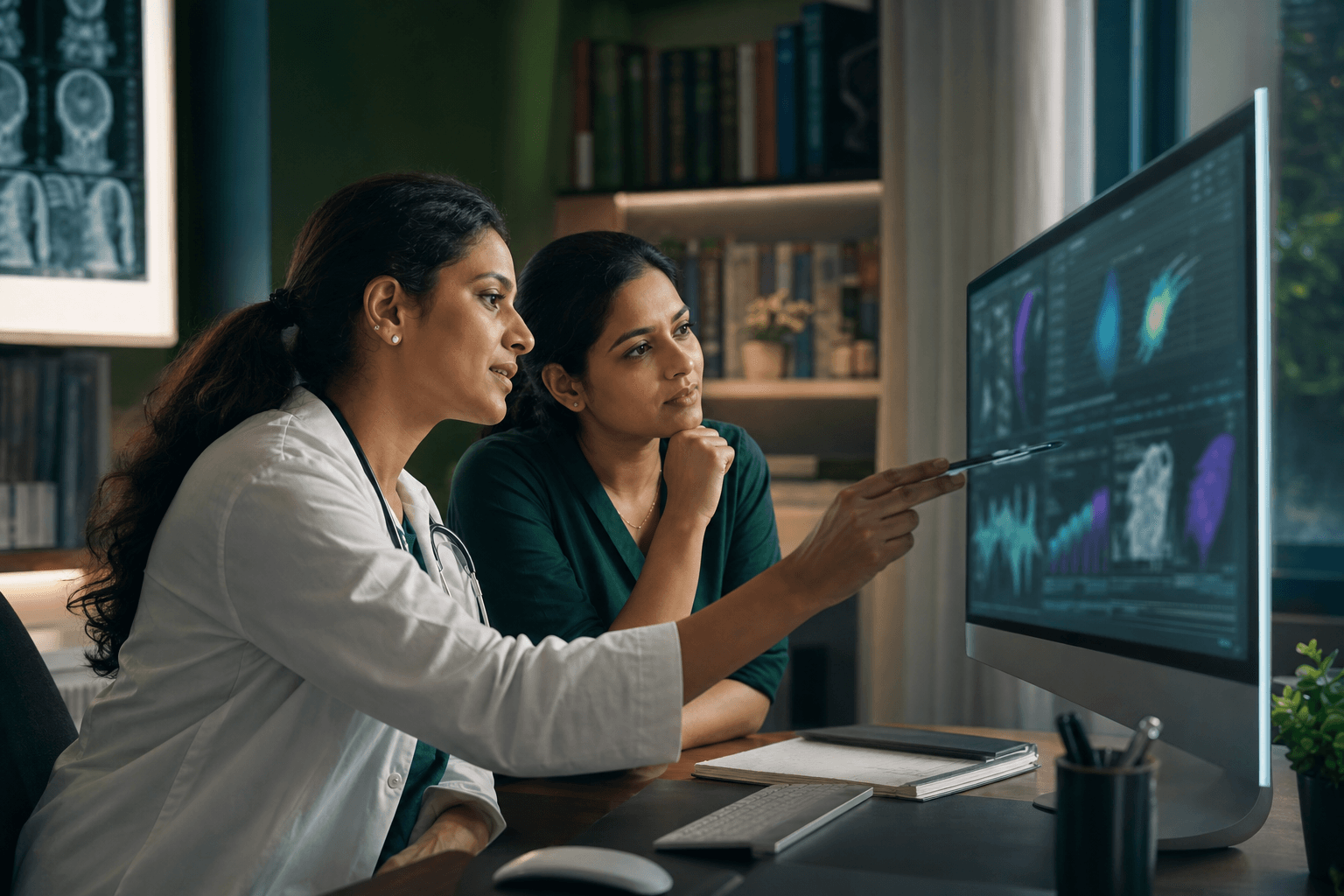 Doctors reviewing a clinical intelligence workspace
